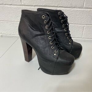 5.5 Inch! Kelly Shi by Journeys Platform Litas Heeled Lace Up Square Toe Boots